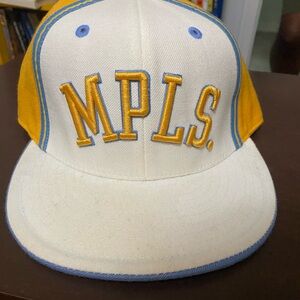 Minneapolis Lakers Yellow and White MPLS throwback fitted cap